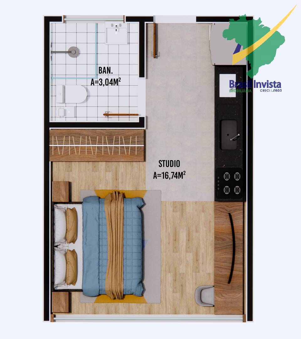 Apartamento à venda com 1 quarto, 27m² - Foto 4